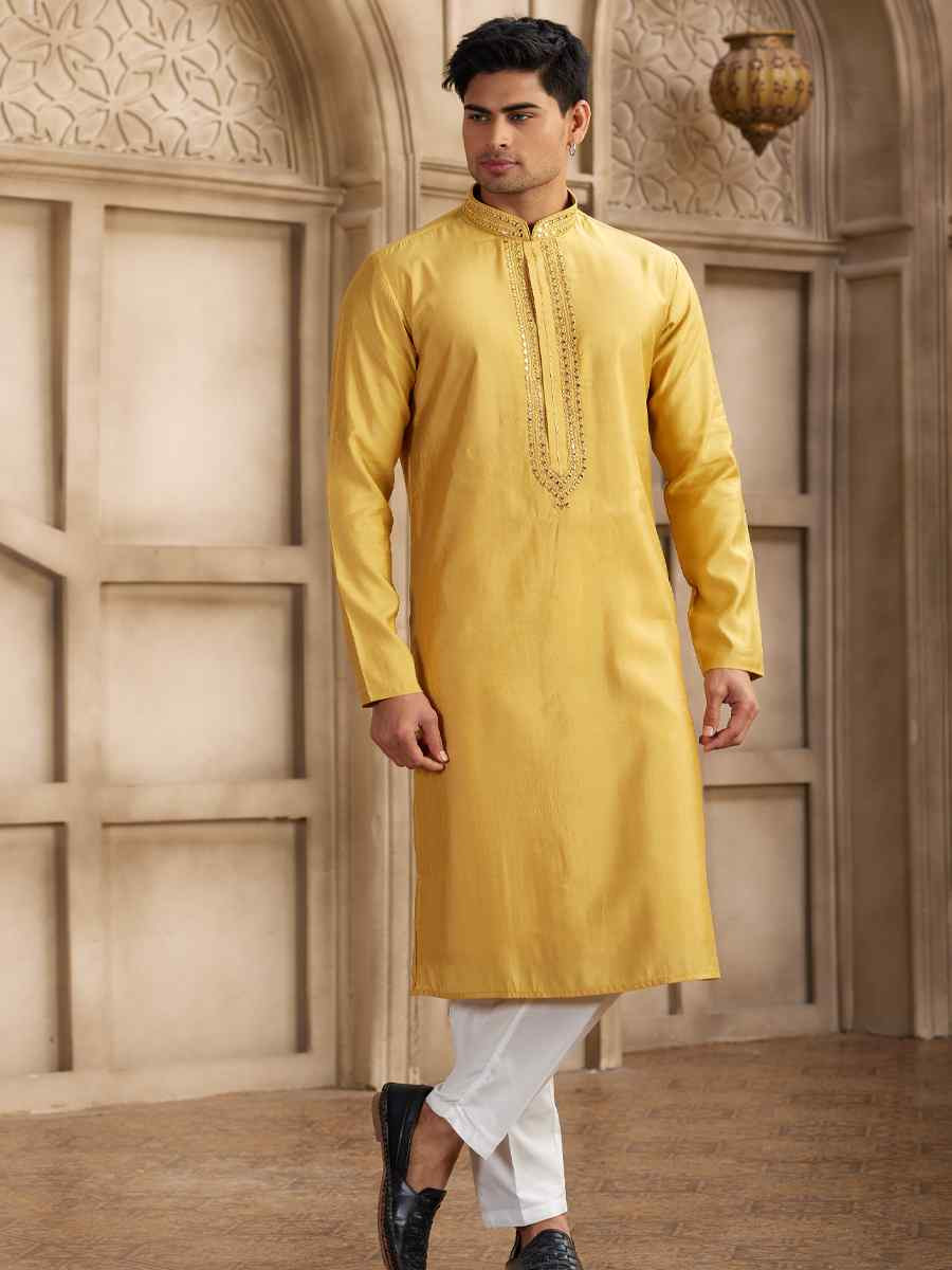 Rust Banarasi Silk Embroidered Festival Party Kurta