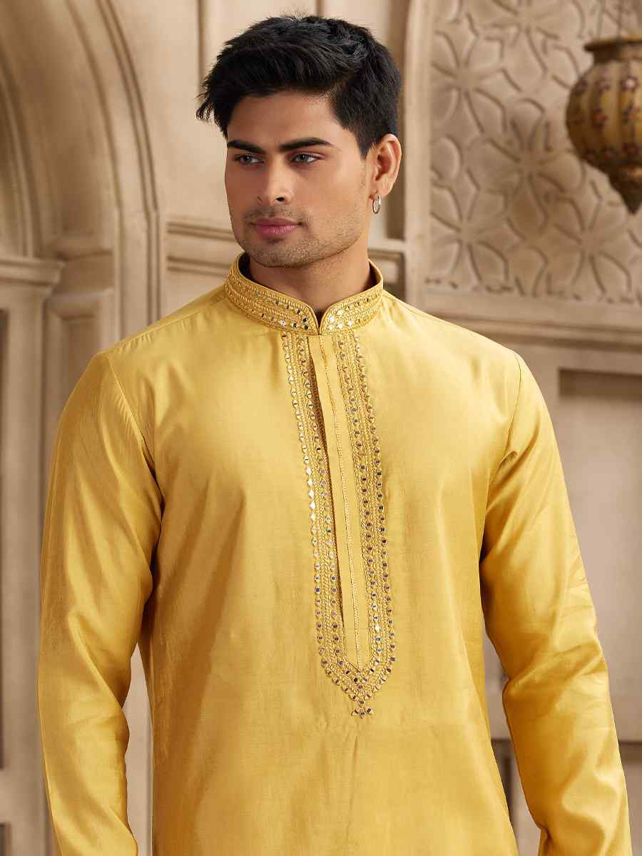 Rust Banarasi Silk Embroidered Festival Party Kurta