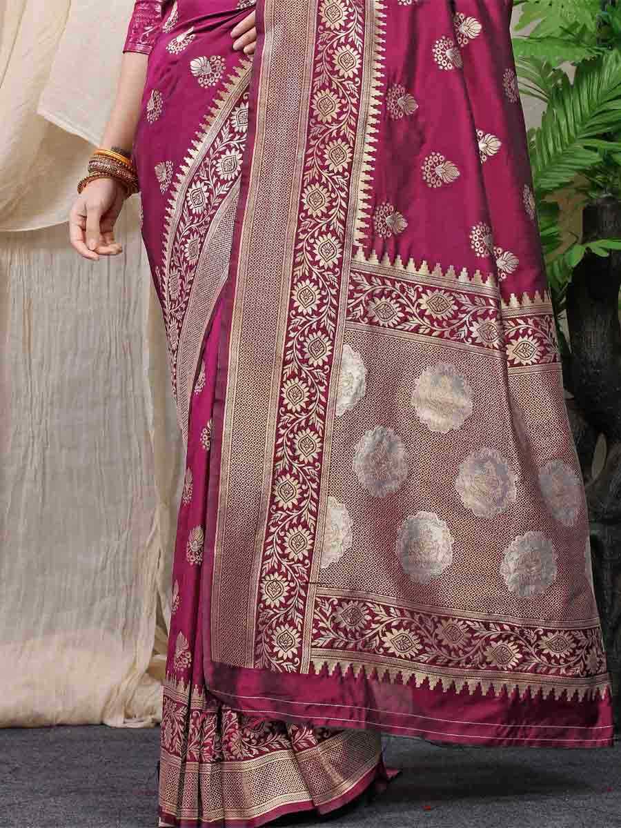 Rust Banarasi Silk Handwoven Wedding Festival Heavy Border Saree