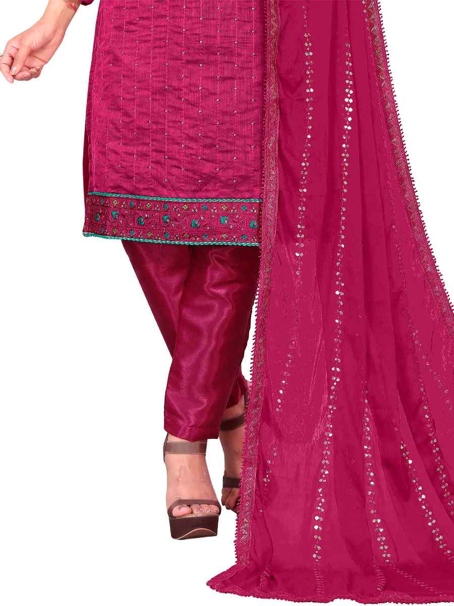 Rust Chanderi Cotton Embroidered Festival Casual Pant Salwar Kameez