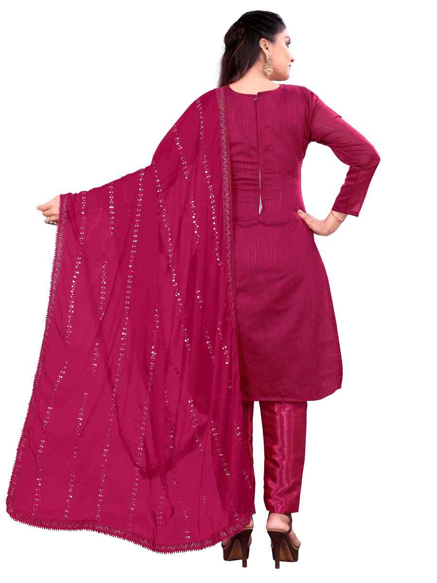 Rust Chanderi Cotton Embroidered Festival Casual Pant Salwar Kameez