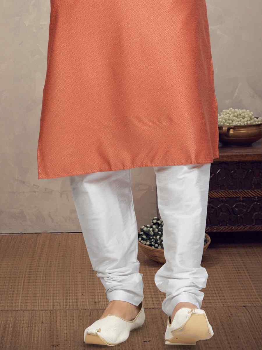 Rust Jacquard Woven Festival Mehendi Kurta