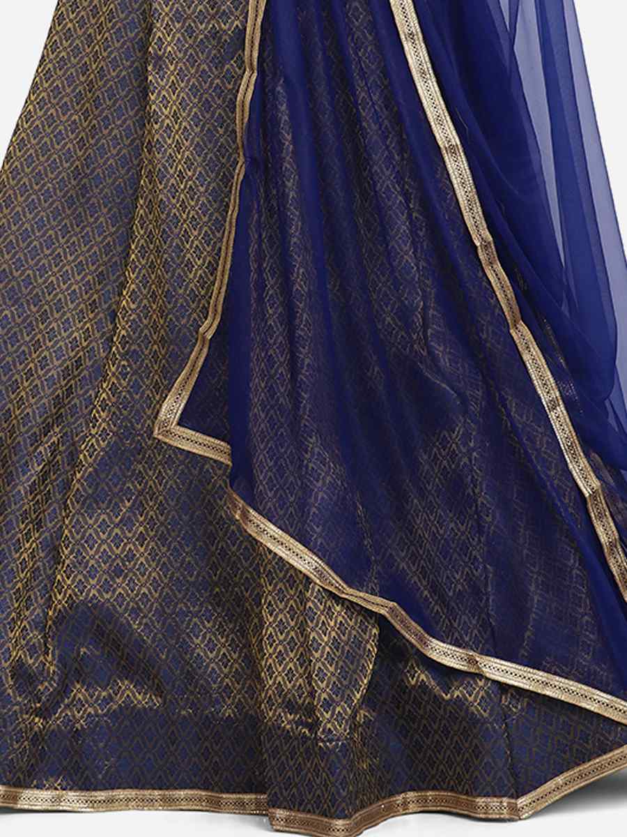 Rust Jacquard Zari Wedding Festival Circular Lehenga Choli