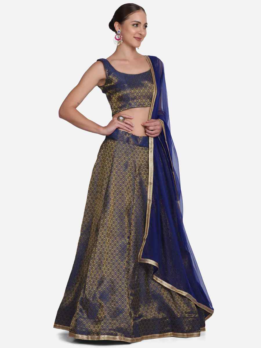 Rust Jacquard Zari Wedding Festival Circular Lehenga Choli
