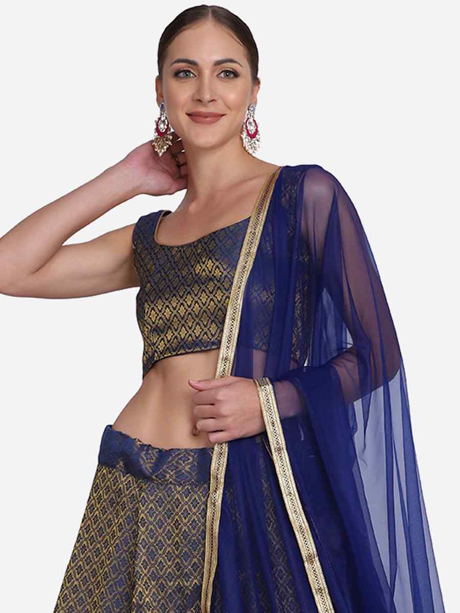 Rust Jacquard Zari Wedding Festival Circular Lehenga Choli