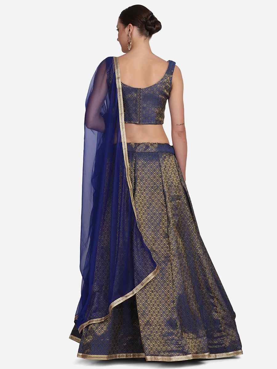 Rust Jacquard Zari Wedding Festival Circular Lehenga Choli