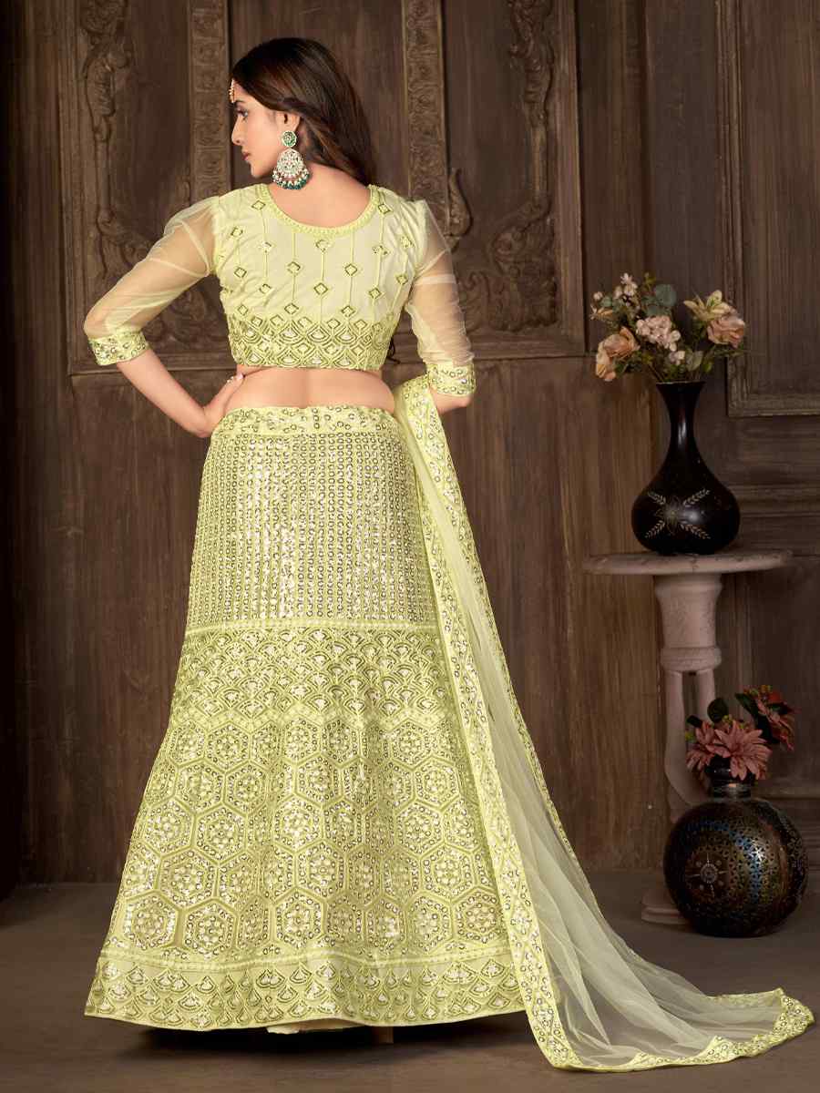 Rust Net Embroidered Wedding Festival Heavy Border Lehenga Choli