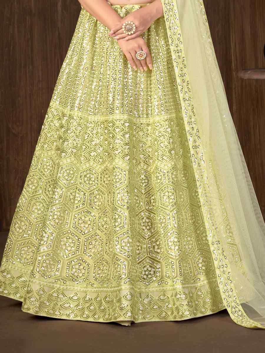 Rust Net Embroidered Wedding Festival Heavy Border Lehenga Choli