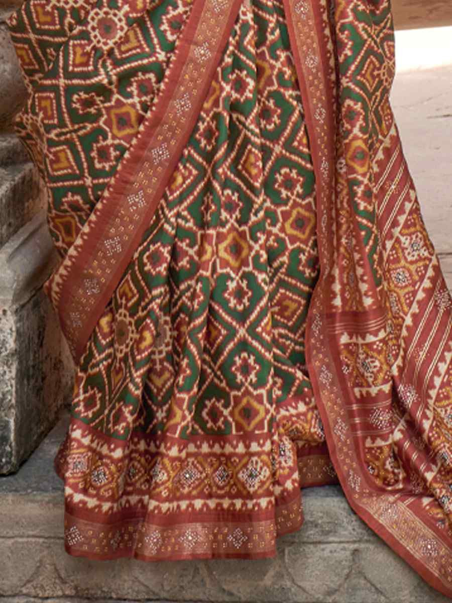 Rust Printed Festival Casual Wedding Cocktail Party Fancy Classic Heavy Border Saree