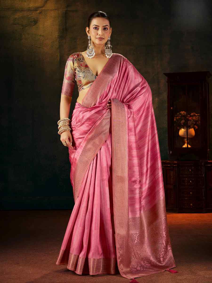 Rust Silk Handwoven Traditional Bridal Reception Festival Wedding Fancy Heavy Border Sarees