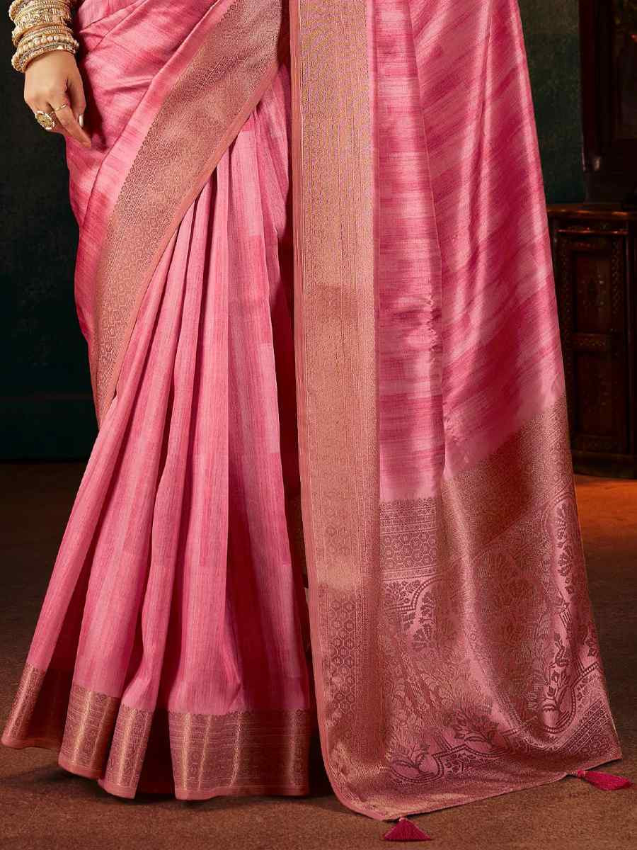 Rust Silk Handwoven Traditional Bridal Reception Festival Wedding Fancy Heavy Border Sarees