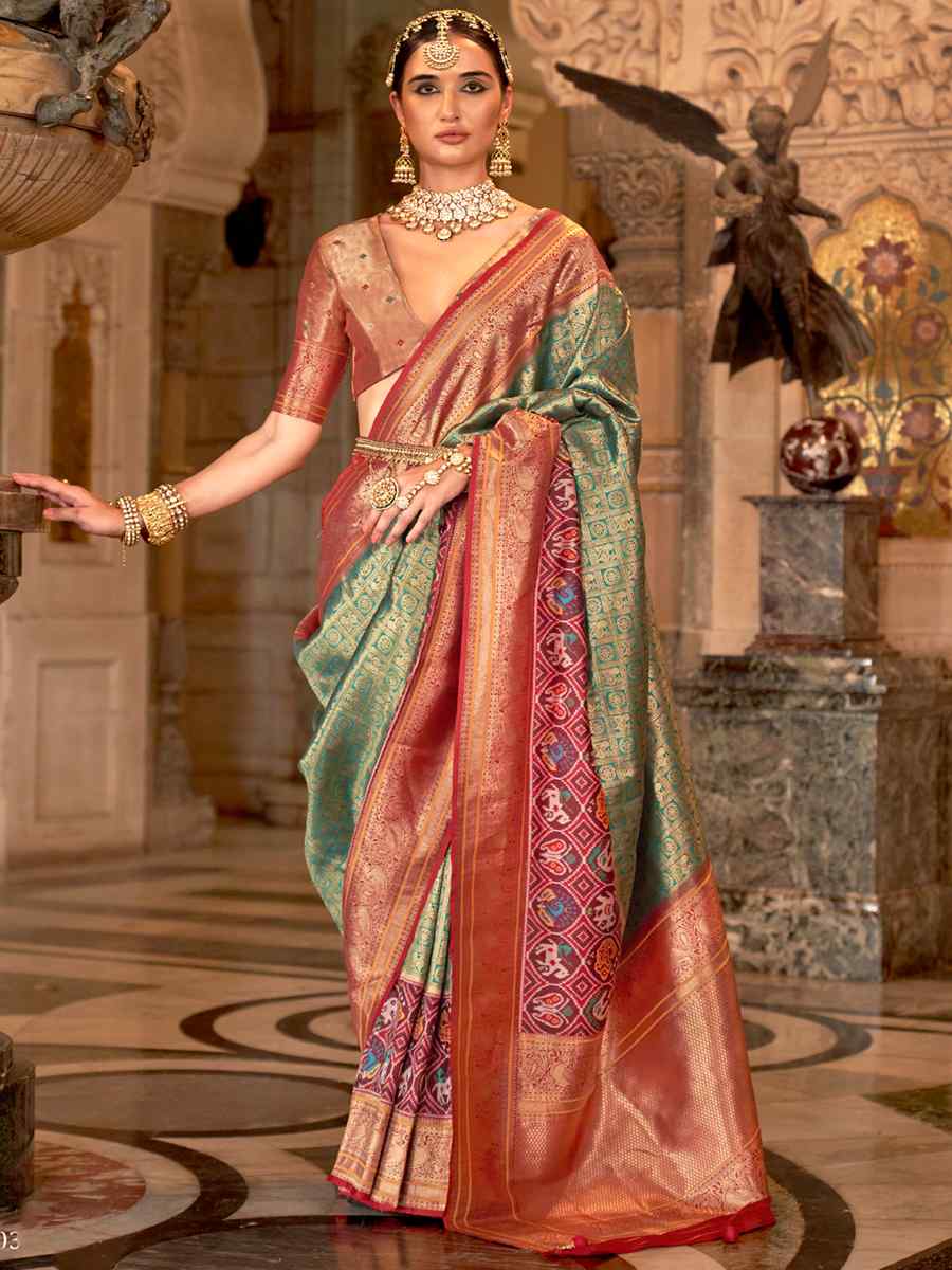 Saga Green Banarasi Silk Handwoven Wedding Festival Heavy Border Saree