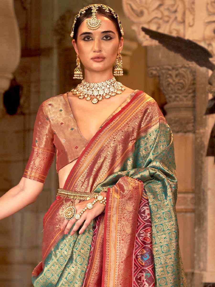 Saga Green Banarasi Silk Handwoven Wedding Festival Heavy Border Saree