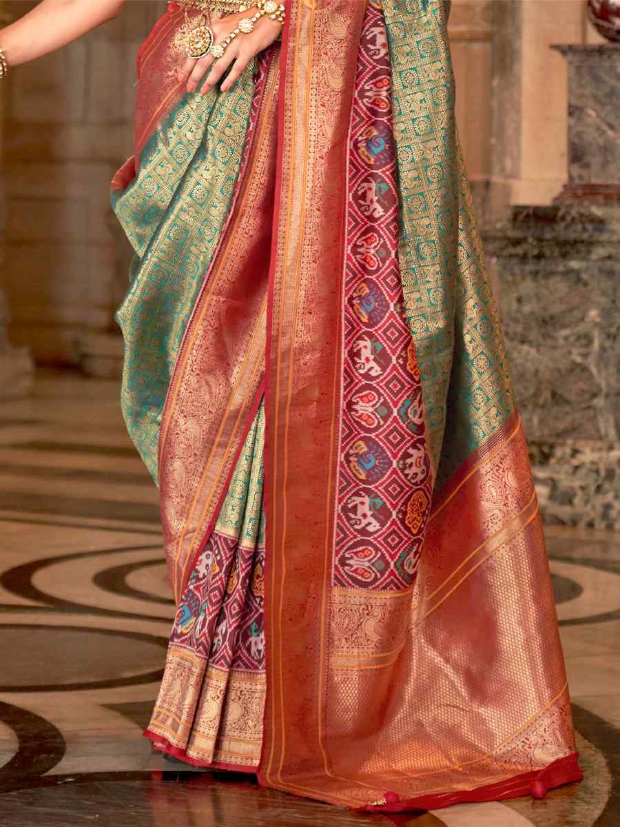Saga Green Banarasi Silk Handwoven Wedding Festival Heavy Border Saree