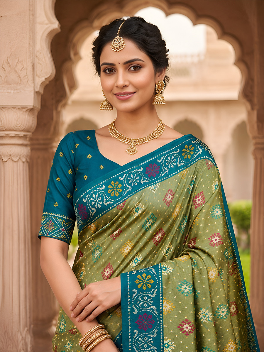 Sage Green Soft Silk Zari Weawing Meenakari Patola Design Wedding Reception Party Festival Casual Heavy Border Sarees