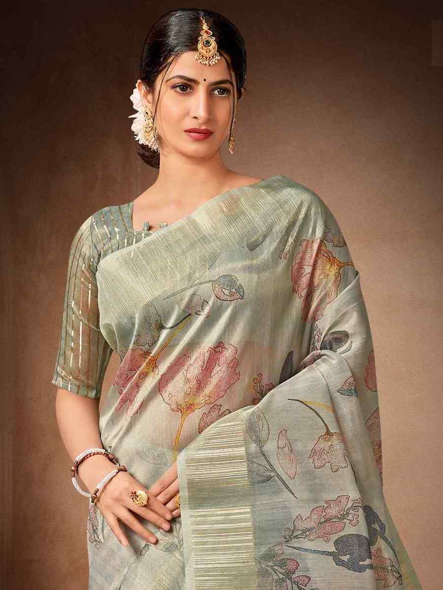 Sea Blue Organza Tissue Handwoven Wedding Festival Heavy Border Saree