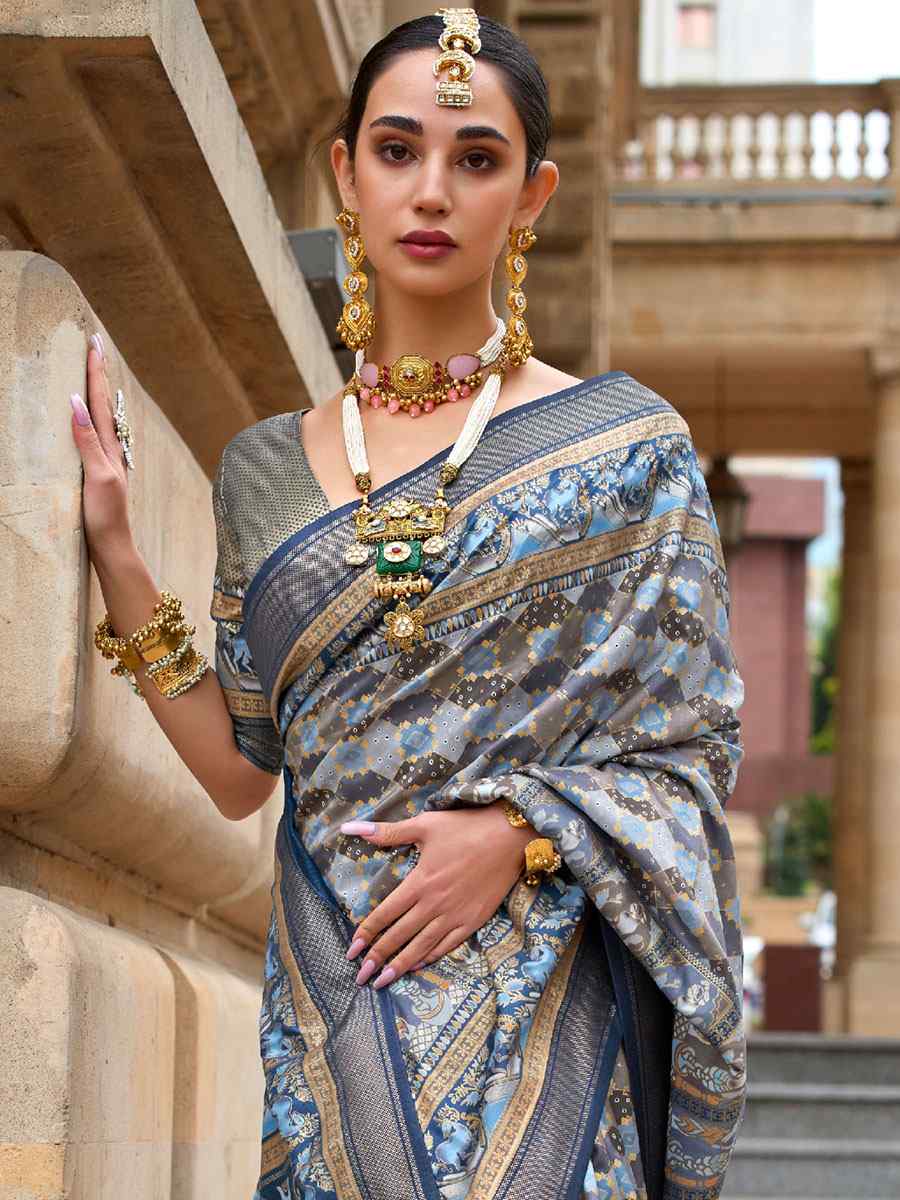 Sea Blue Silk Handwoven Casual Festival Classic Style Saree