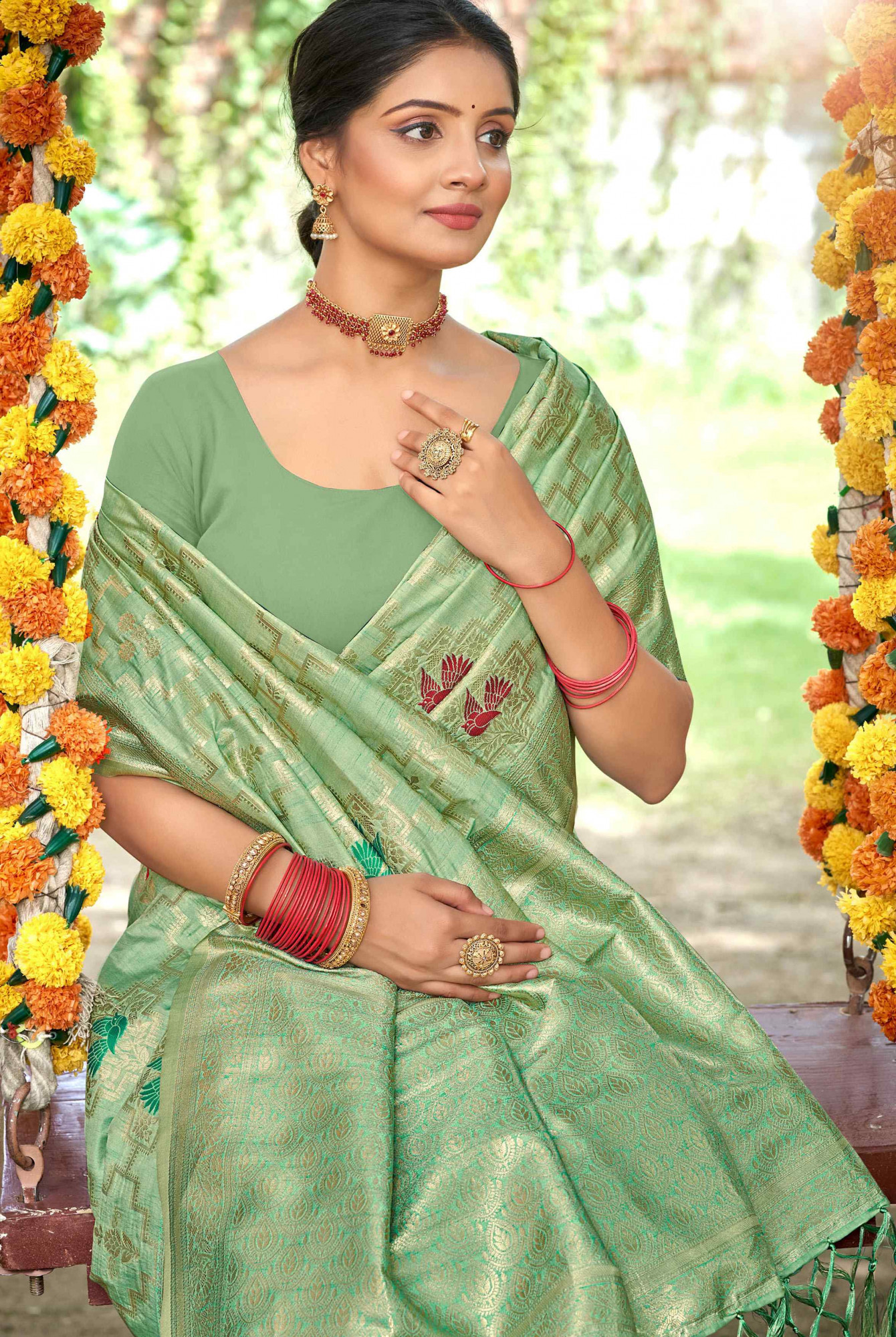 Sea Green Assam Silk Handwoven Traditional Bridal Reception Festival Wedding Fancy Classic Style Sarees