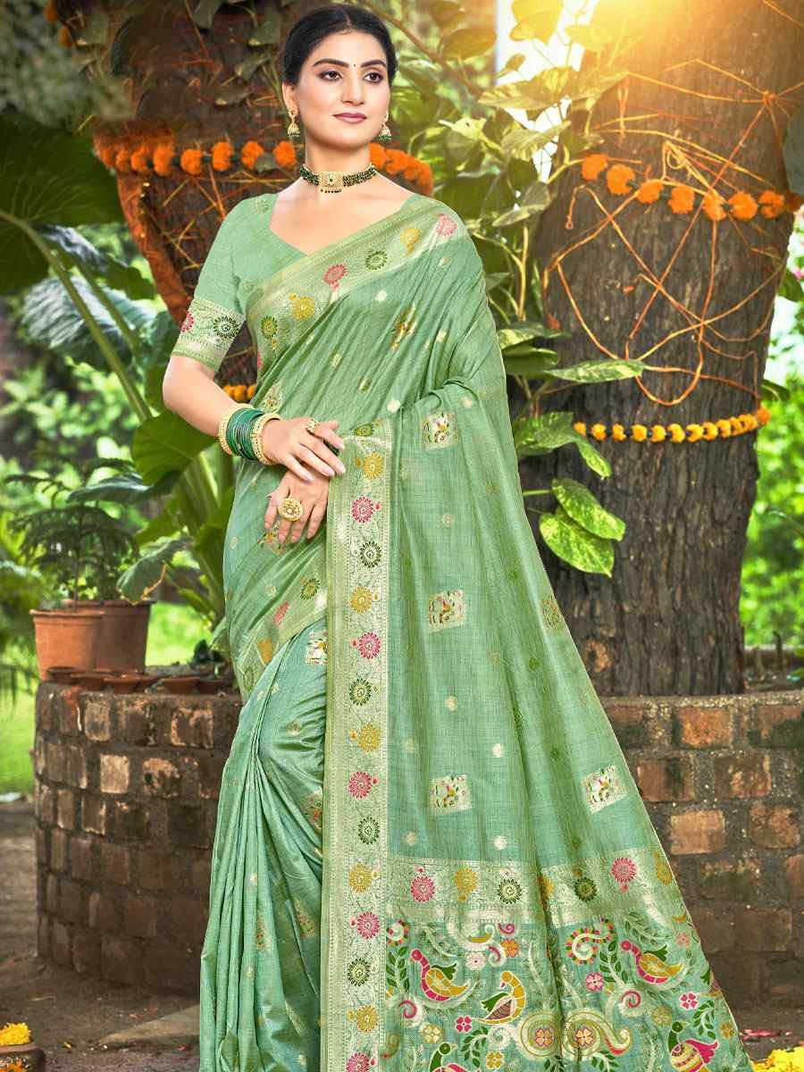 Sea Green Assam Silk Handwoven Traditional Bridal Reception Festival Wedding Fancy Classic Style Sarees