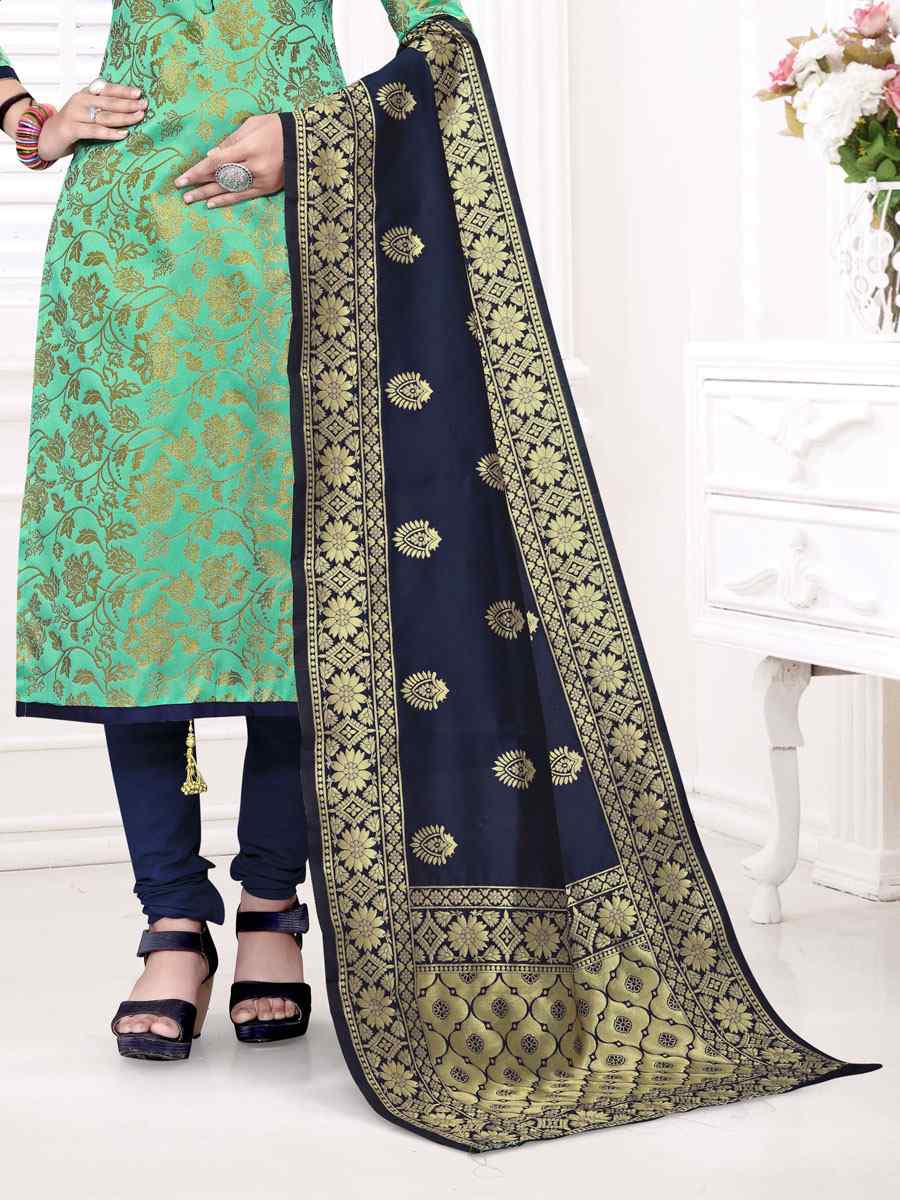 Sea Green Banarasi Silk Handwoven Wedding Festival Churidar Salwar Kameez