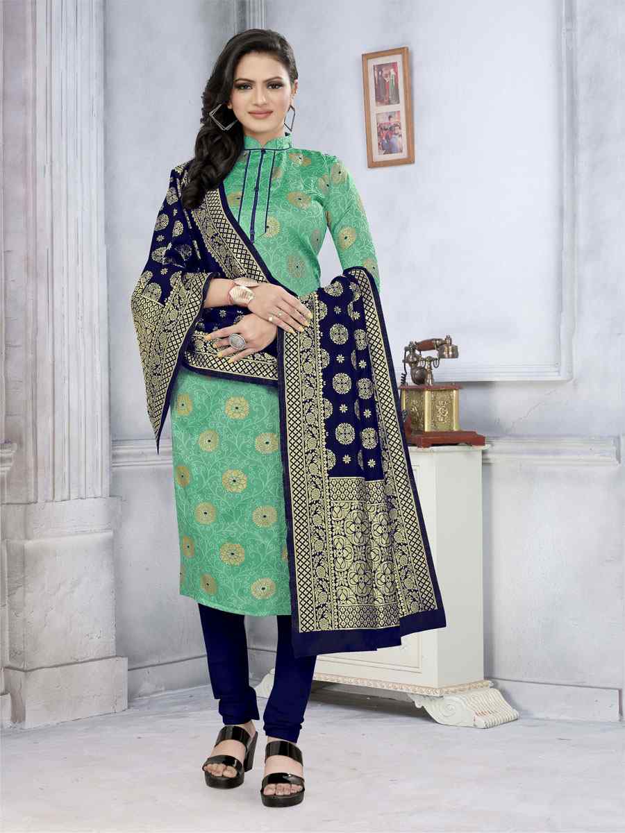 Sea Green Banarasi Silk Handwoven Wedding Festival Churidar Salwar Kameez