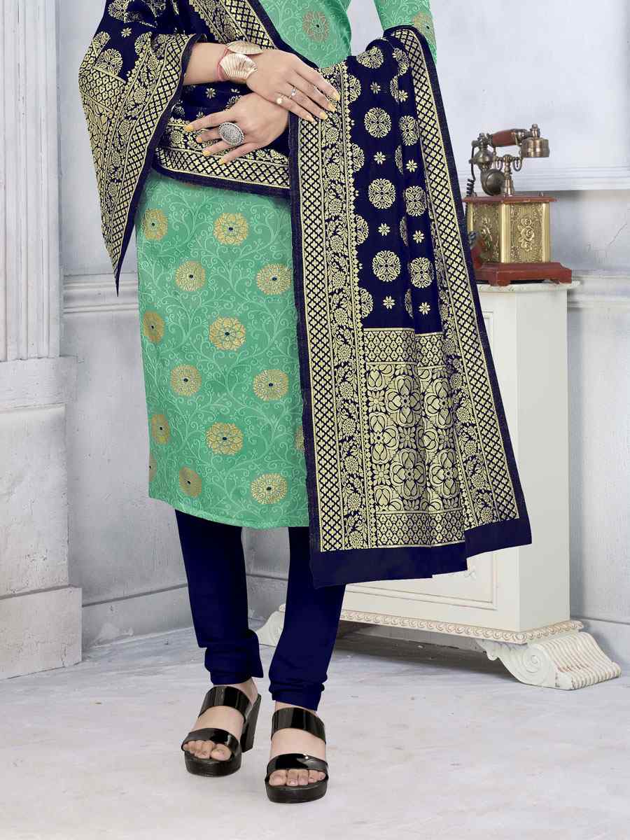 Sea Green Banarasi Silk Handwoven Wedding Festival Churidar Salwar Kameez