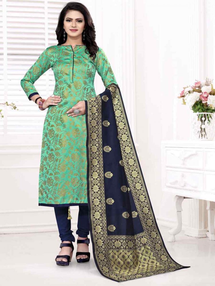 Sea Green Banarasi Silk Handwoven Wedding Festival Churidar Salwar Kameez