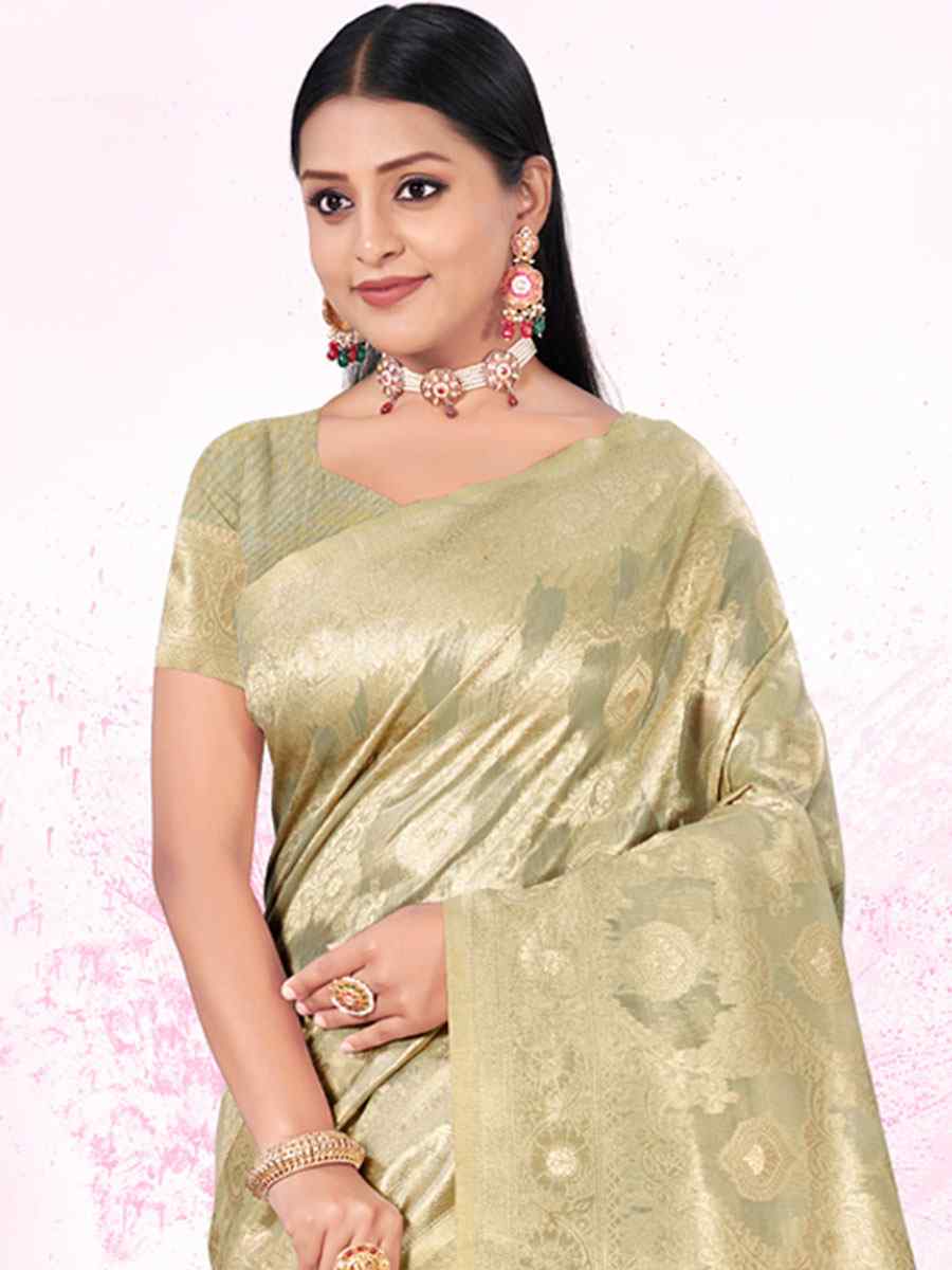 Sea Green Cotton Handwoven Wedding Festival Heavy Border Saree