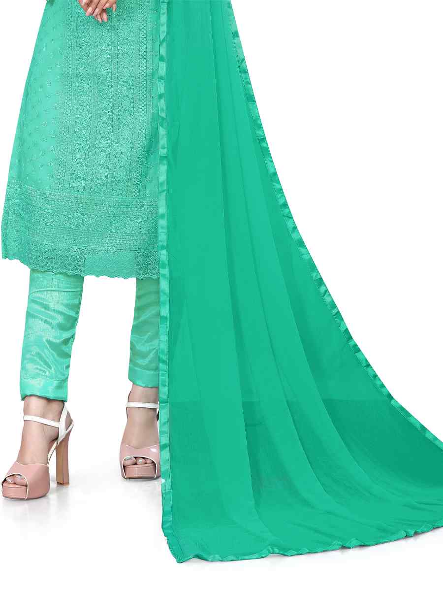 Sea Green Georgette Embroidered Festival Casual Pant Salwar Kameez