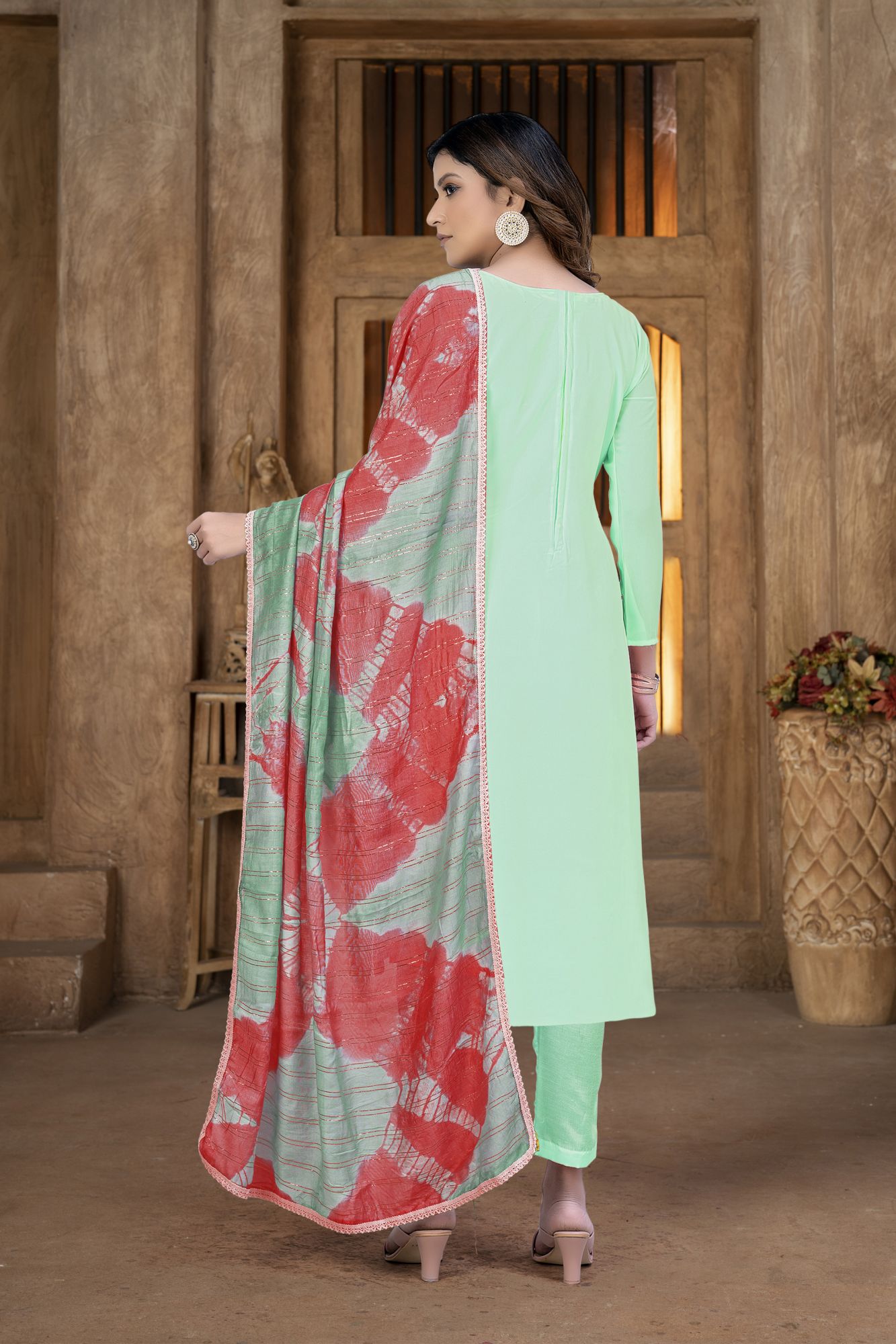 Sea Green Georgette Sequins Festival Party Pant Salwar Kameez