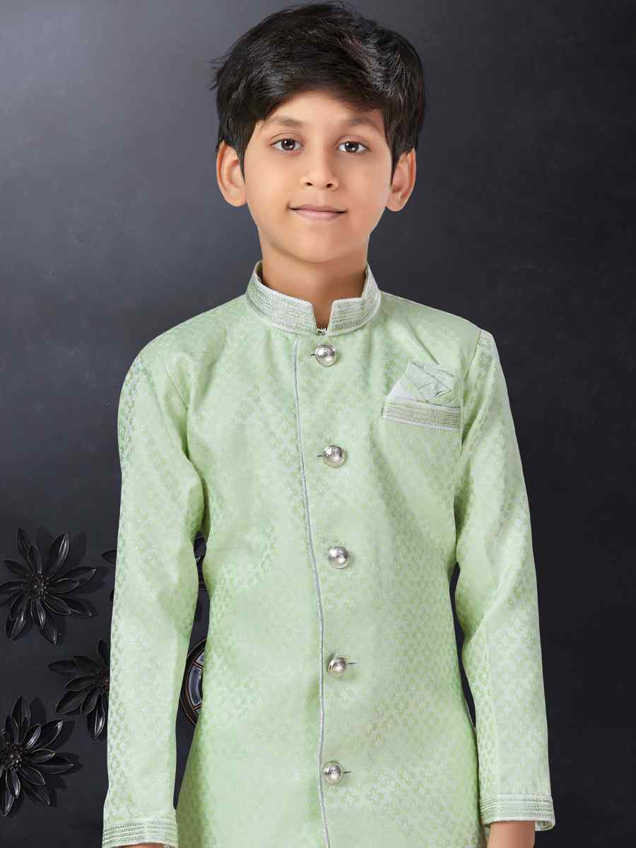Sea Green Jacquard Printed Traditional Party Kurta