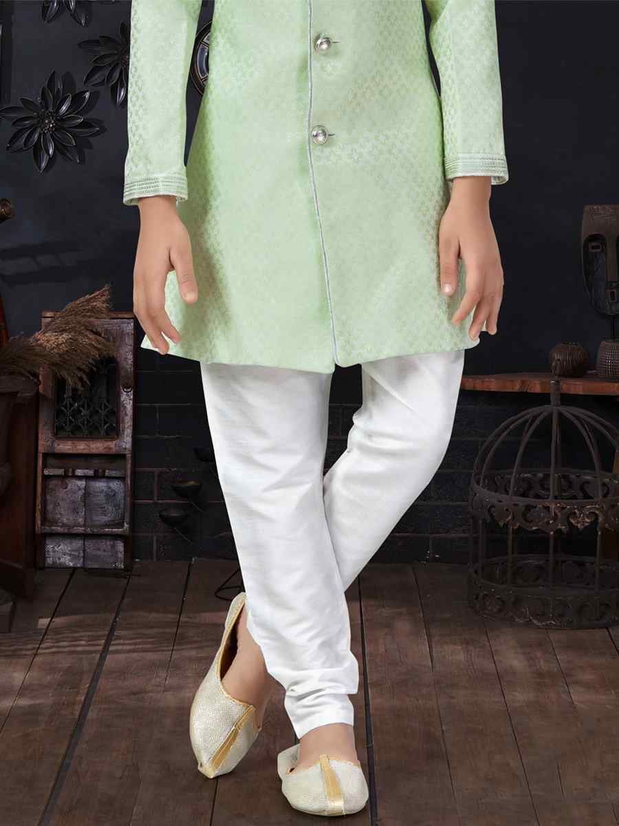 Sea Green Jacquard Printed Traditional Party Kurta