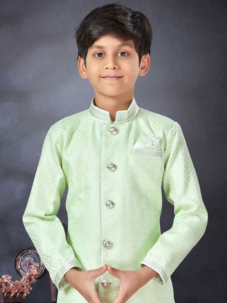 Sea Green Jacquard Printed Traditional Party Kurta