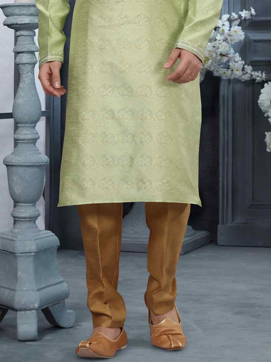 Sea Green Jacquard Woven Festival Party Kurta