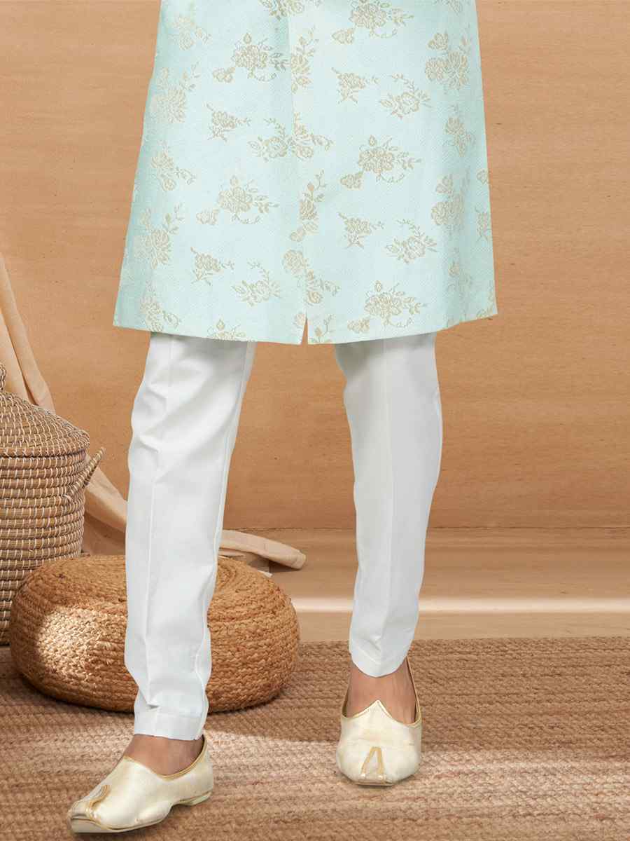 Sea Green Jacquard Woven Festival Wedding Sherwani