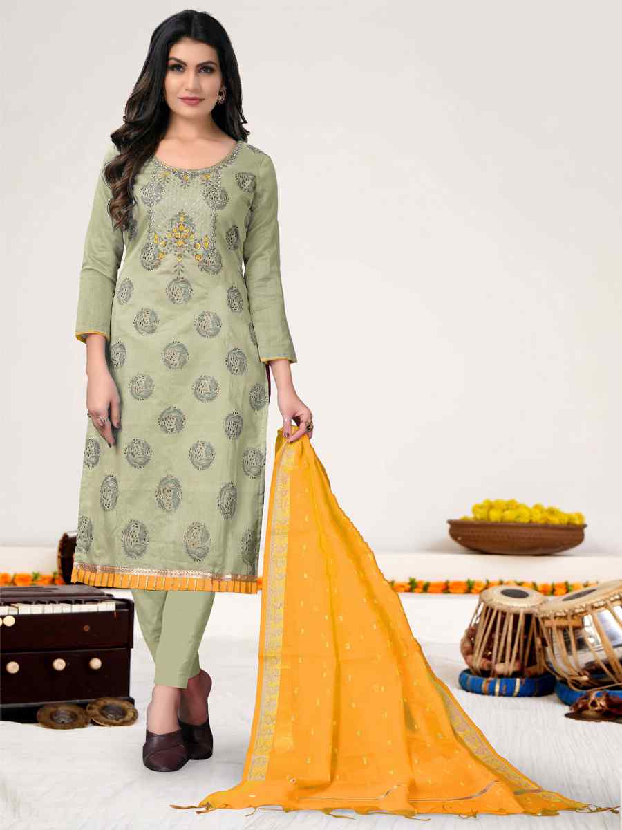 Sea Green Modal Chanderi Embroidered Wedding Festival Pant Salwar Kameez