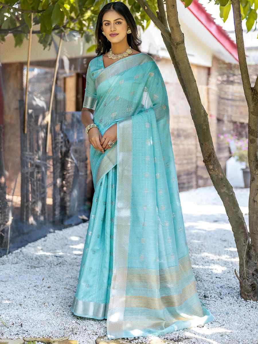 Sea Green Pure Cotton Handwoven Wedding Festival Heavy Border Saree