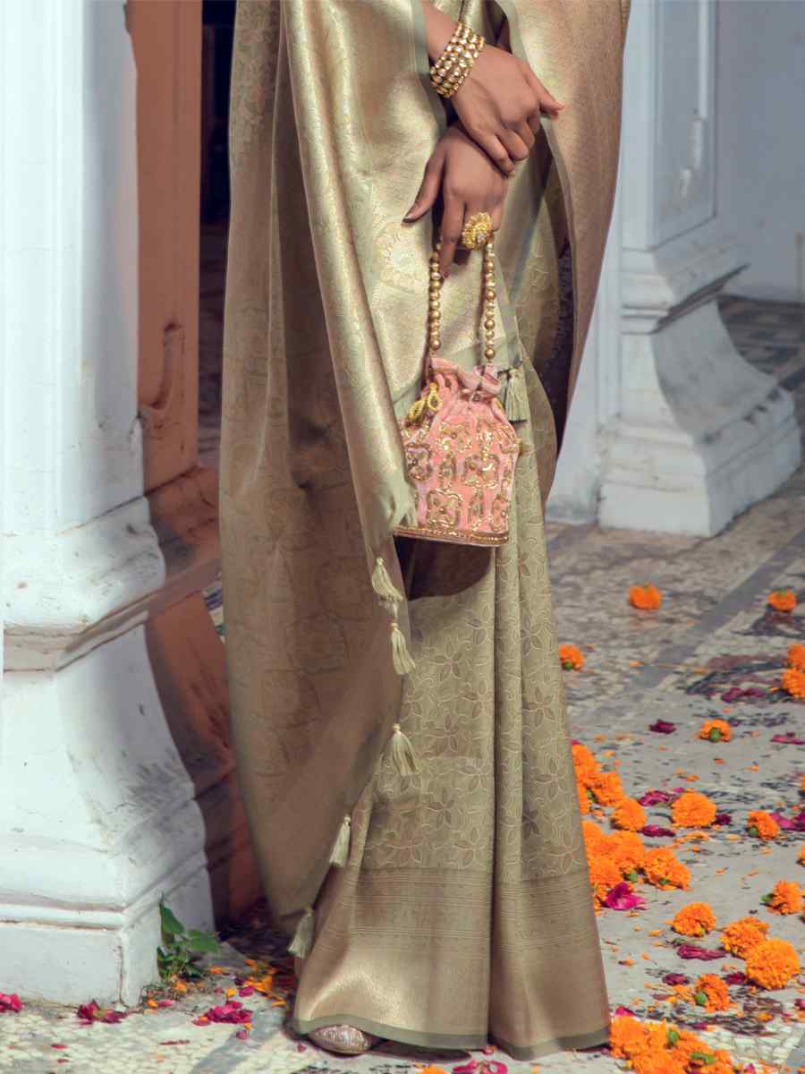 Sea Green Silk Handwoven Wedding Festival Heavy Border Saree