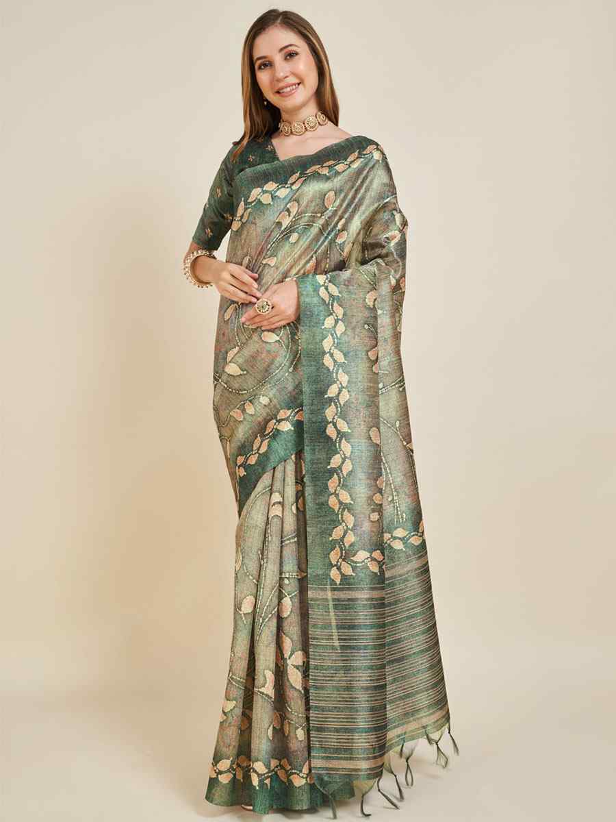 Sea Green Sofi Silk Handwoven Casual Festival Classic Style Saree