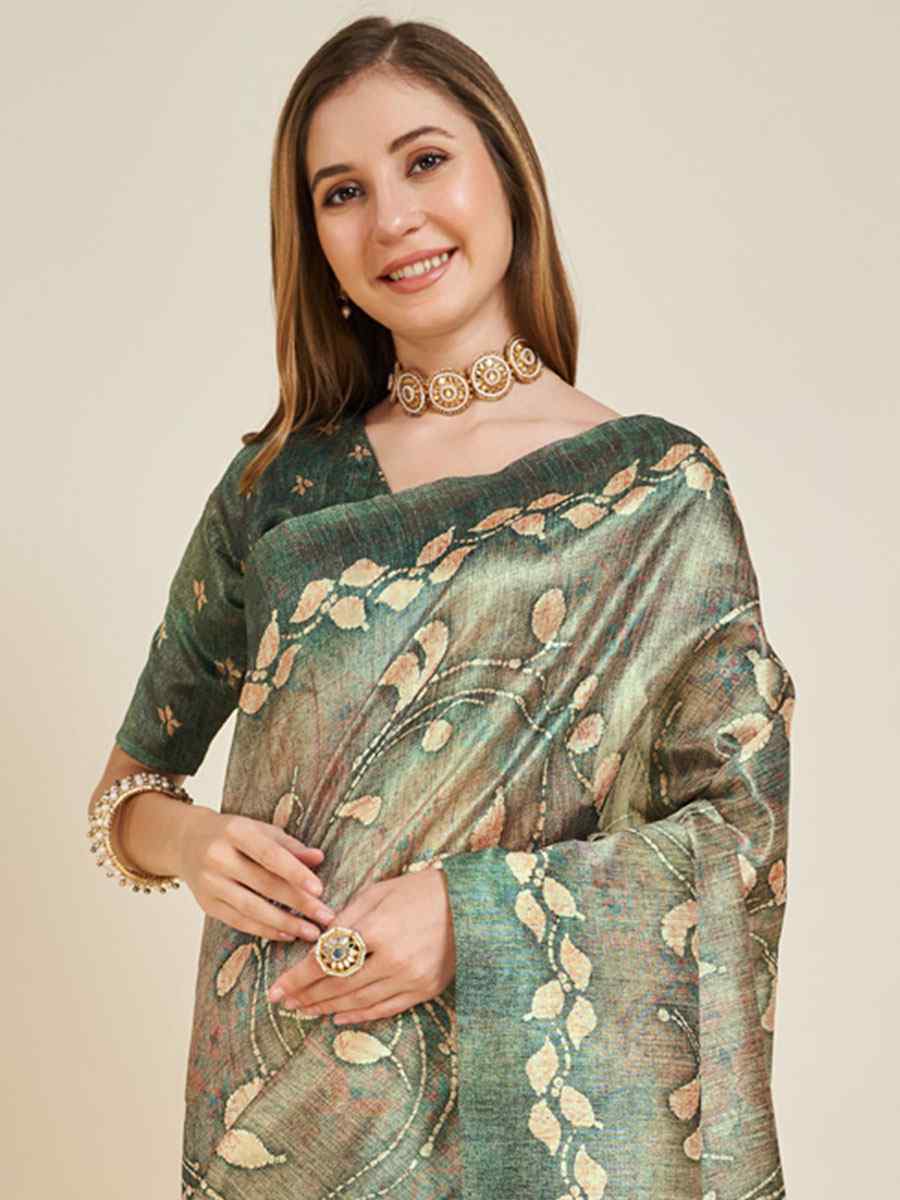 Sea Green Sofi Silk Handwoven Casual Festival Classic Style Saree
