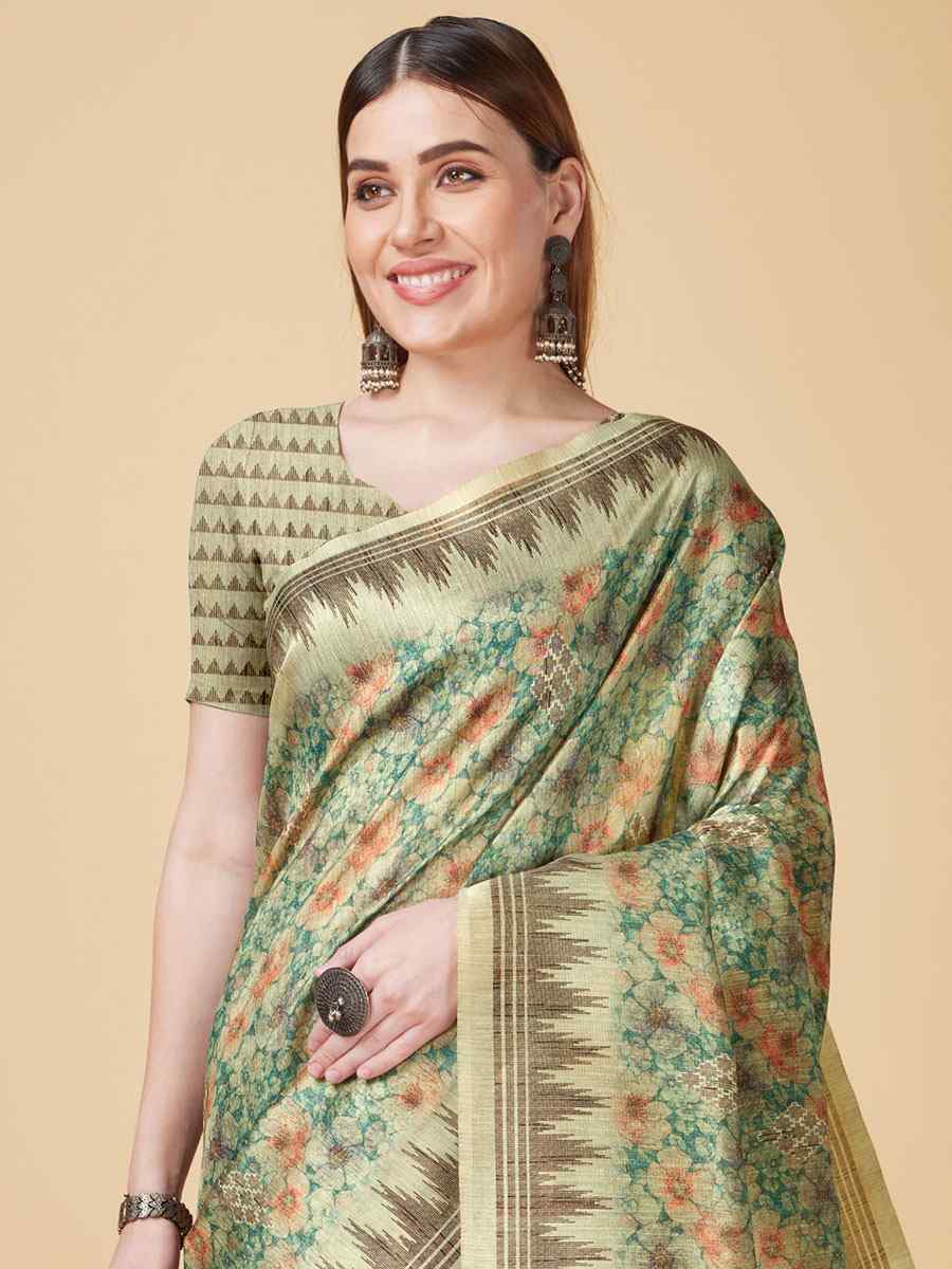 Sea Green Sofi Silk Handwoven Wedding Festival Heavy Border Saree
