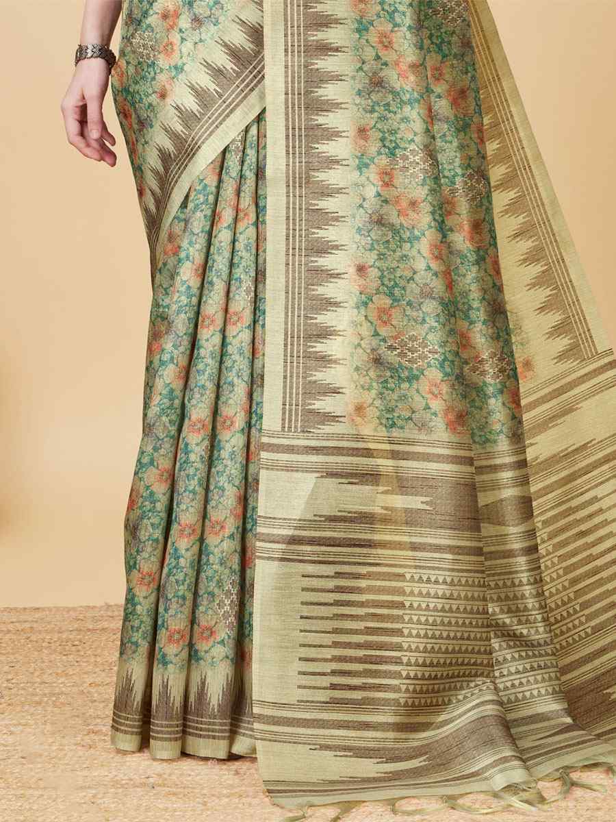 Sea Green Sofi Silk Handwoven Wedding Festival Heavy Border Saree