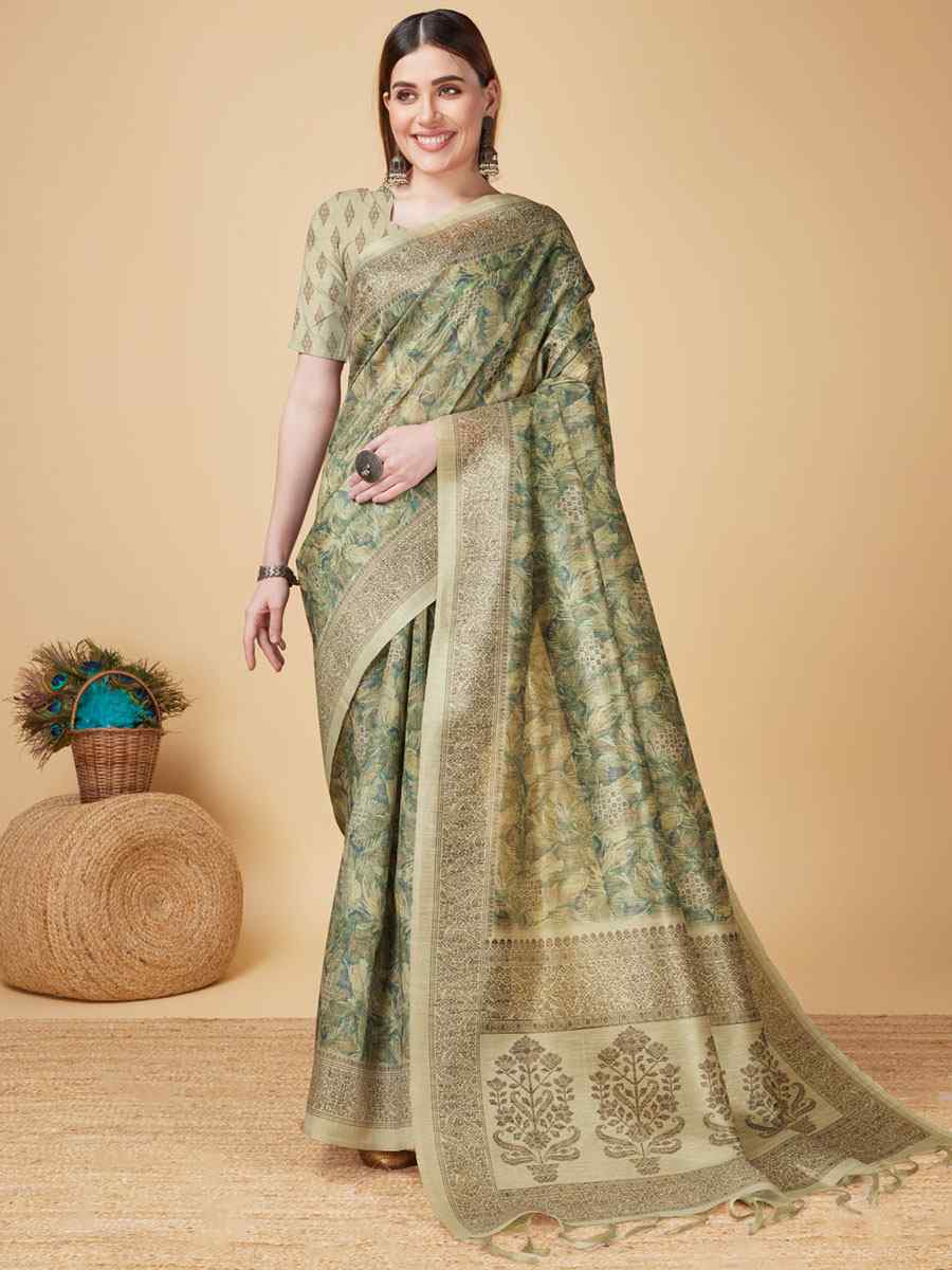 Sea Green Sofi Silk Handwoven Wedding Festival Heavy Border Saree