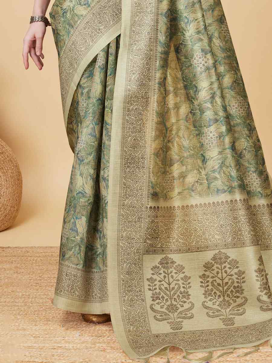 Sea Green Sofi Silk Handwoven Wedding Festival Heavy Border Saree