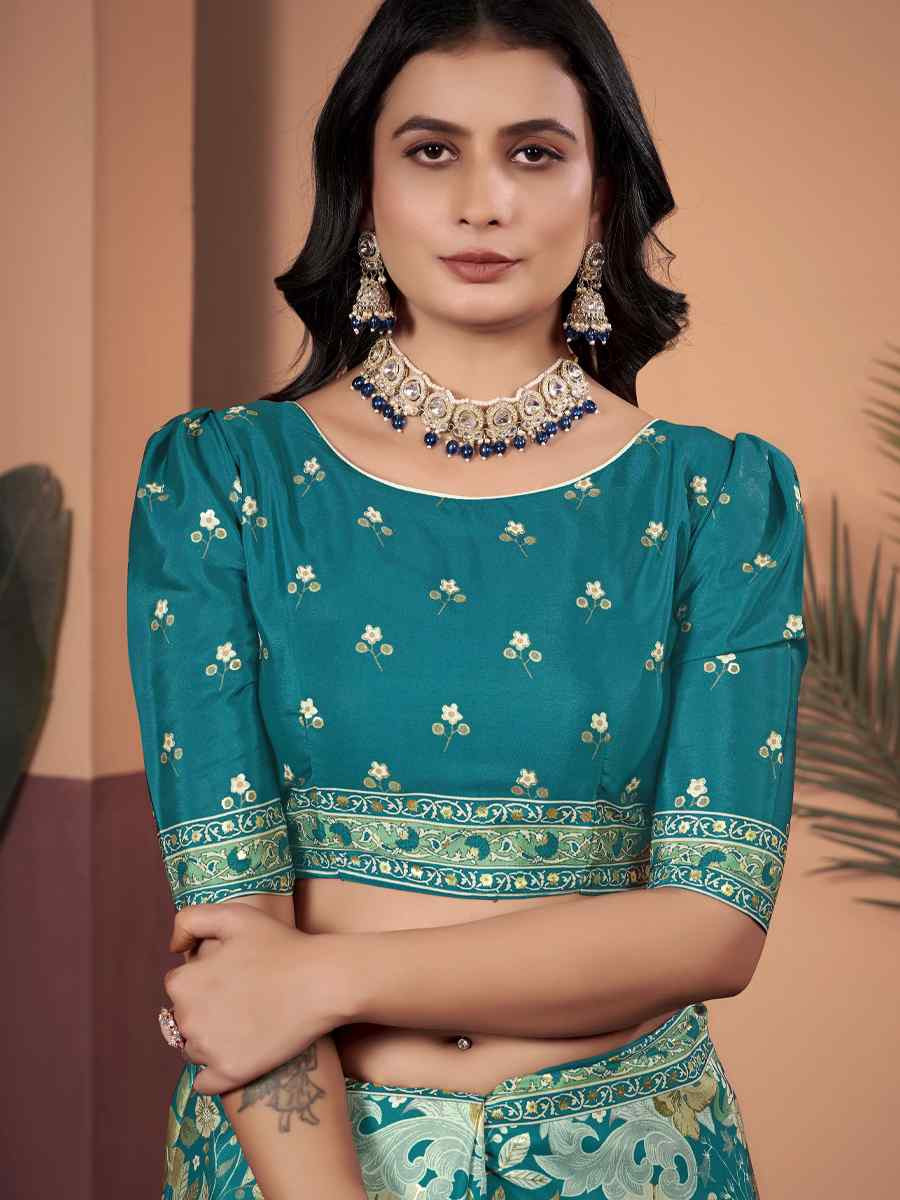 Sea Green Soft Crepe Silk Printed Festival Wedding Heavy Border Saree