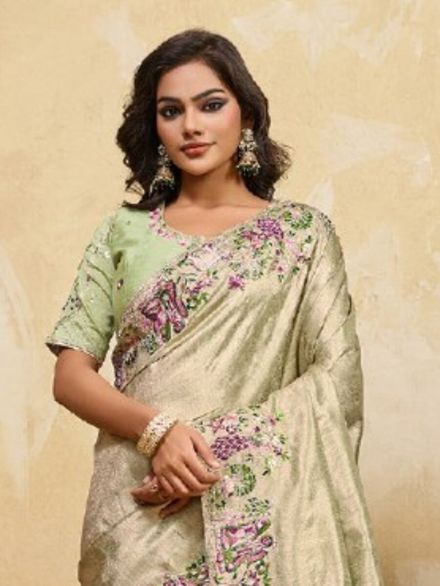 Sea Green Soft Kanjiwarm Silk Embroidery Wedding Reception Party Festival Casual Heavy Border Sarees