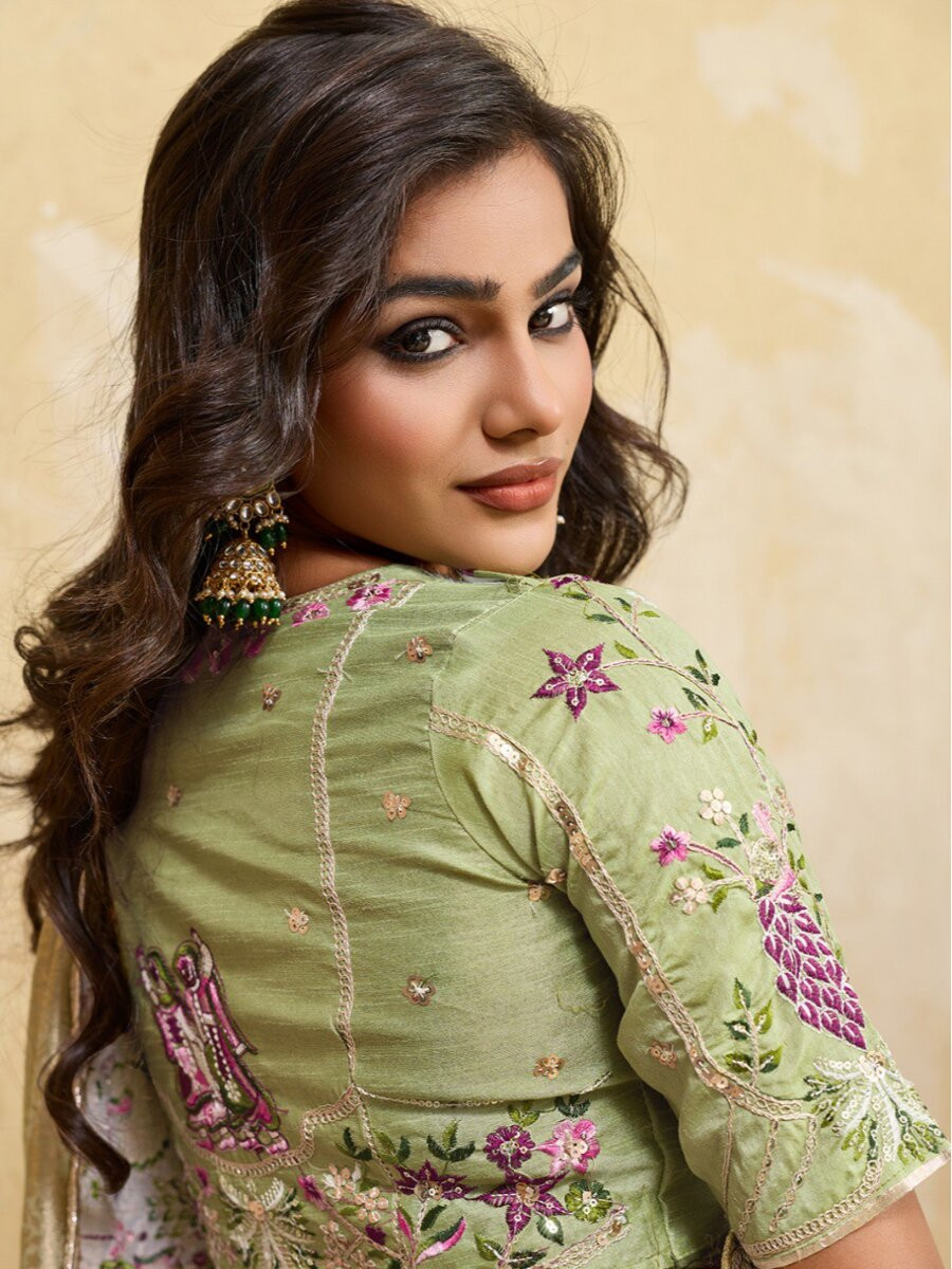 Sea Green Soft Kanjiwarm Silk Embroidery Wedding Reception Party Festival Casual Heavy Border Sarees