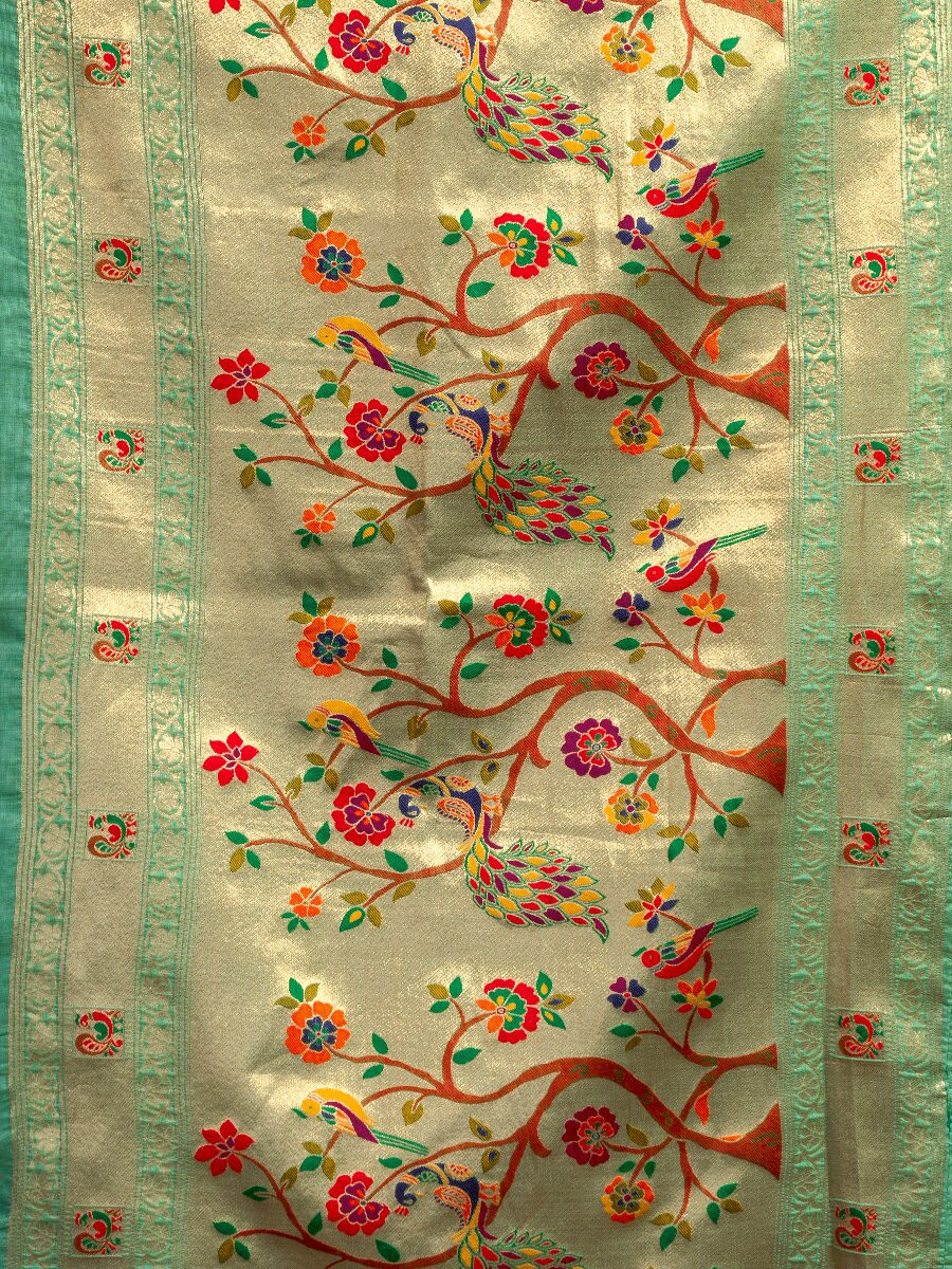 Sea Green Superkota Paithani Zari Wedding Reception Party Festival Fancy Heavy Border Sarees