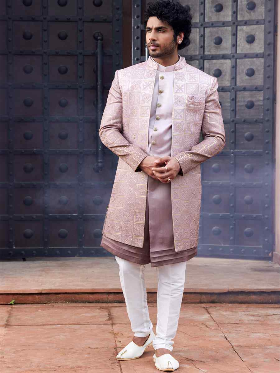 Shaded Onion Art Silk Embroidered Wedding Party Sherwani