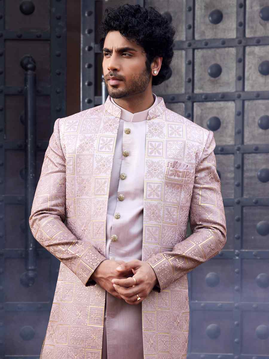 Shaded Onion Art Silk Embroidered Wedding Party Sherwani